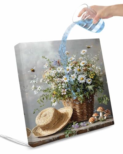 Hokiten Spring Floral Outdoor Cushion Chair Cover Set of 4 - Waterproof Couch Seat Covers, Summer Flower Pastoral Watercolor Bee Patio Furniture Protector Cushions Slipcovers for Sofa/RV, 24