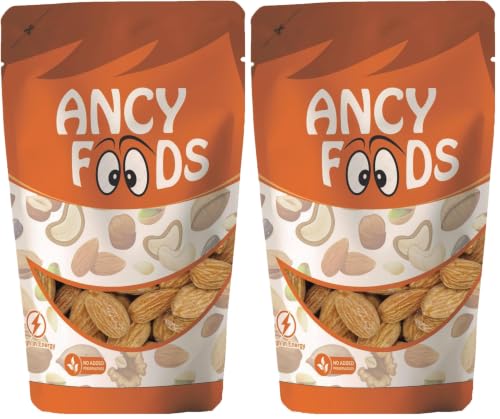 Image of Ancy Almond Roasted & Salted 250g - Dry Fruits- Badam Roasted | Crunchy, Healthy & Delicious Vegan-Friendly Nut Snack | Rich in Protein, Fiber, Healthy Fats, Calcium & Dietry Fibre | Roasted Badam Best for Brain Health and Muscle Function | Lightly Salted Almonds for Energy