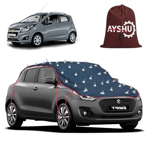 Image of AYSHU Water-Resistant Spike Car Cover for Chevrolet Beat - Protects from Dogs, Monkeys, Dust, Sunlight & UV - Full Roof Universal Fit