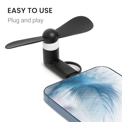 Mini ventilateur pour smartphone Android et iPhone avec connecteur Type-C noir