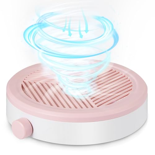 Nail Dust Collector, Small Dust Collector Nail Salon Powerful Nail Dust Extractor,Compact Manicure Vacuum Fan Dust Collector with Reusable Filter, Acrylic Dip Powder Nails Removal (White-Pink)