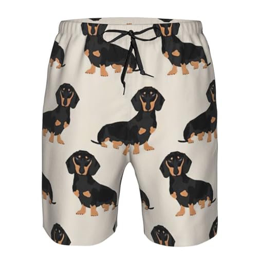 WURTON Dachshund Dog Print Mens Swim Trunks Compression Liner Swimming Trunks Bathing Suit Quick Dry Shorts4