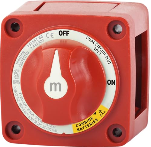 Image of Blue Sea Systems Mini Dual Circuit Plus Battery Switch, Red, 6011 m‑Series