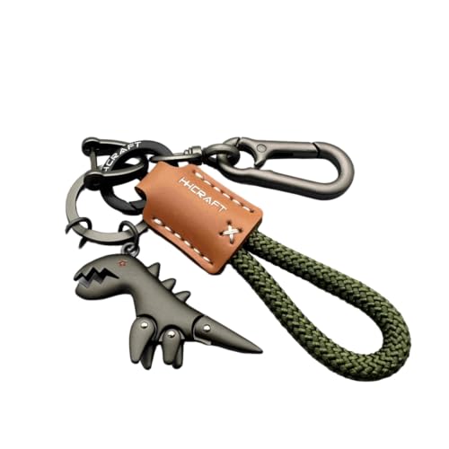 Cute Cartoon Dinosaur Keychain - Leather Strap Car Keychain, Keyring for Backpacks & Purses, Dino Gift for Teens