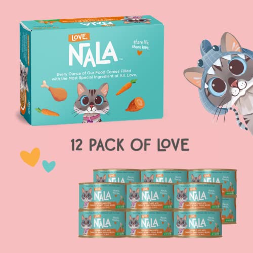 Love, Nala - Natural Adult Cat Wet Food - Flaked Chicken With Carrot & Sweet Potato In Broth - Grain Free, Non-Gmo, Lean Protein, Digestive Fiber Blend, Added Minerals & Vitamins - 12 Pack, 2.4 Lbs. #TOP2