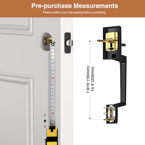 Image of Brightify Black Front Door Handle No Lock for Modern Entry Door | Zinc Alloy, Reversible Exterior Door Handle for Left & Right Hand Door, Lower Half Grip, 35MM-45MM Door Thickness