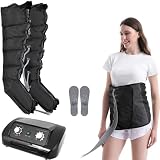 Miuxe Pressoterapia Linfodrenaggio Gambe | Pressoterapia per Casa Professionale | 6 Camere Apparecchio Pressoterapia Gambe E Addome Braccia Anti Cellulite (Nero, 2 Gambe M)