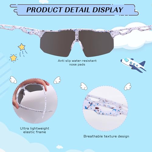 KesaPlan Kids Baseball Sunglasses, Youth Sports Sunglasses for Boys Girls 3-12 Sun Glasses for Cycling Running 6
