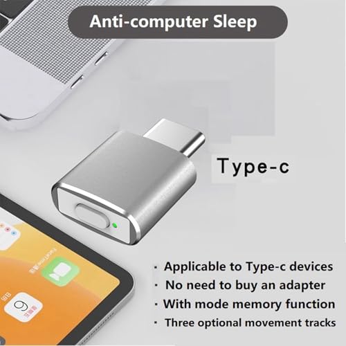 Jiggler de mouse tipo C indetectable con 3 modos para mantener tu laptop activa 5