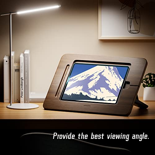 Image of AFOOYO Bamboo iPad Drawing Stand - Portable & Adjustable 5 Angles, Laptop Stand Riser, Book Reading Stand, Fit 9.7 /10.2 /10.5 /10.9 /11 inches(Walnut Varnish)