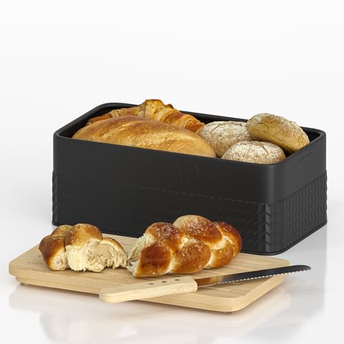 AUGOHCMIL Bread Box for Kitchen Countertop - Metal Bread Storage