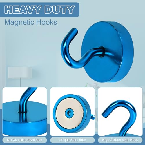 Image of Neosmuk Magnetic Hooks Steel Tube Design for Cruise,80lb+ RoyalBlue,10 Pack