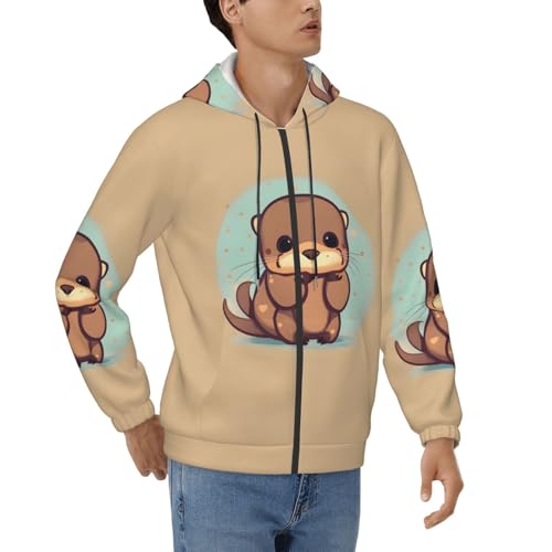 Sweat à capuche loutre homme veste zippée manches longues et poches EdWal