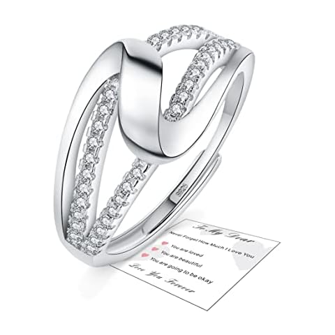 Sterling Silver Rings for Women Silver White Cubic Zirconia Ring Adjustable Infinit Ring for Girls Mum To My Best Friend Sister Ring Infinity Friendship Ring Womens Rings with Box Cover