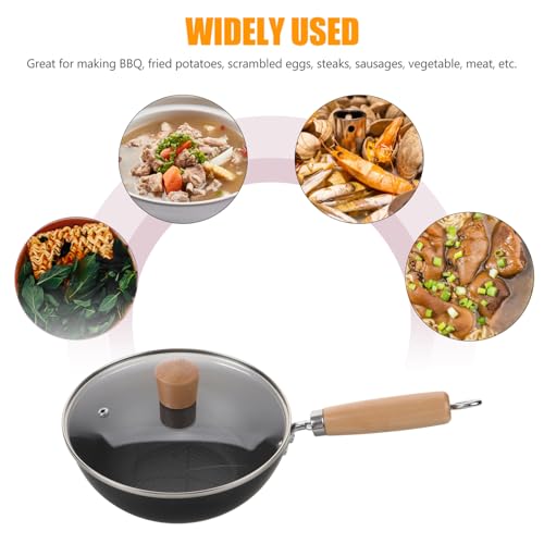 Wok pequeño de hierro fundido con tapa antiadherente miniatura 3