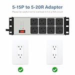 CCCEI Heavy Duty Power Strip Surge Protector 20 AMP, 8 Outlets 12 Gauge Industrial Shop Garage Metal Multiple Outlets, 6 FT Extension Cord 5-15P Adapter High Amp 6-20R T-Slot 20a for Appliance - Image 5