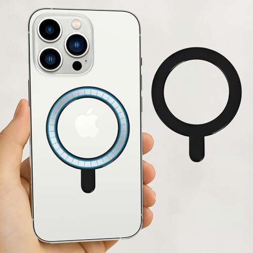 スマート良品 Mag-Safe対応 シール 磁石メタルリング 強力 超薄型1.2mm iPhone Android用 Mag-Safe plate ワイヤレス充電 車載ホルダー カードケース対応 ガイド枠付き おしゃれ (ブラックB)