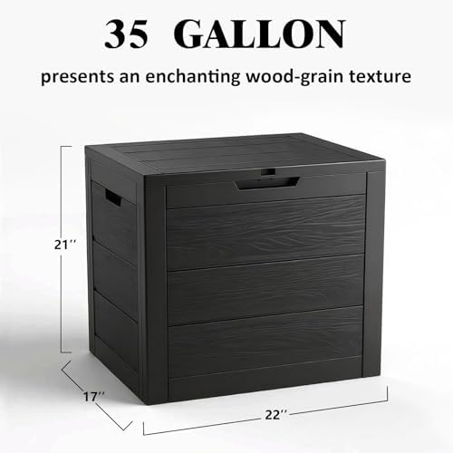 ZEUKMXOO 35 Gallon Outdoor Storage Box Waterproof,Deck Boxes Outdoor Waterproof,Resin Deck Box Delivery Boxes for Outside for Package Delivery,Patio Cushions,Gardening Tools,UV Resistant