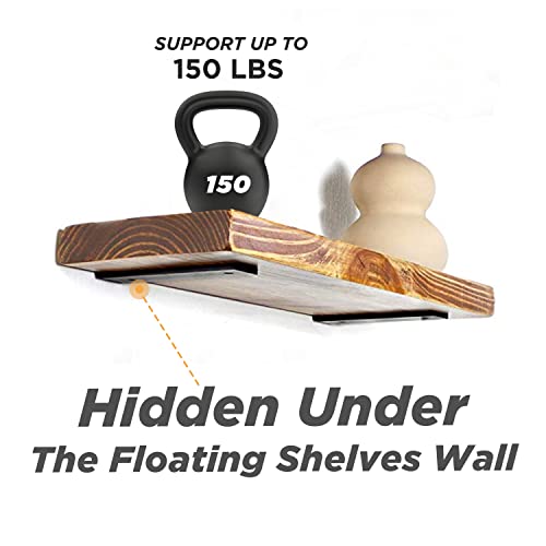 Batoda - 6 Inch Floating Shelf Brackets – Pack 8 Black Metal L Bracket - Hidden Shelf Brackets For Floating Wood Shelves - Shelving Hardware Included (Pack 8) #TOP3