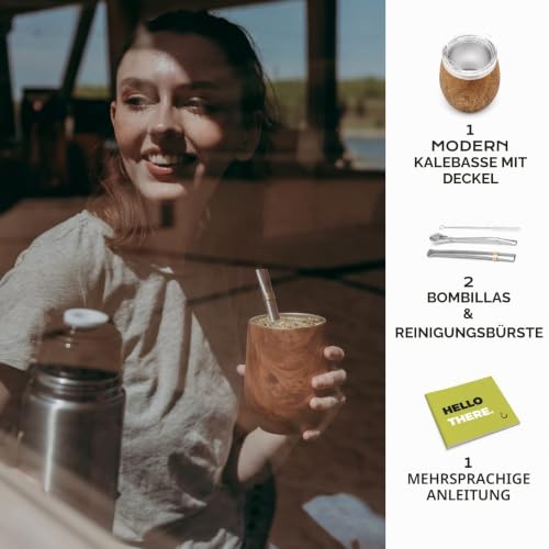 BALIBETOV Yerba Mate Set – Mate Becher, 2 Bombillas & Reinigungsbürste – Doppelwandig Isoliert – BPA-Freier Deckel… – Ansicht 4