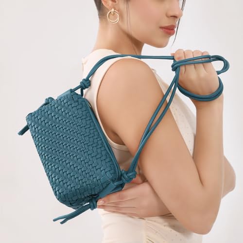 Image of Woven Crossbody Bag for Women,Small Handbag Cute Purse Vegan Leather Handmade Shoulderbag, Summer Tote Bag with Strap