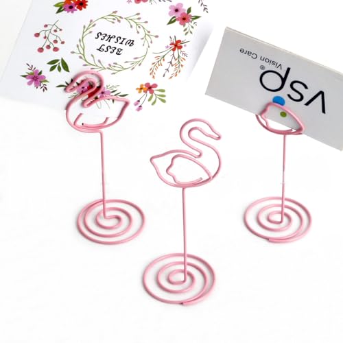 Creative Mix Style Lightweight Pink Metal Note Holders, Pack of 10 (Swan)