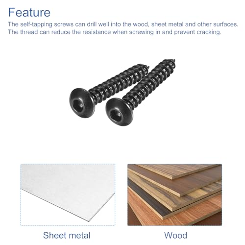 Tornillos autorroscantes hexagonales con cabeza plana, M4 x 25mm de acero al carbono, paquete de 25 piezas miniatura 5
