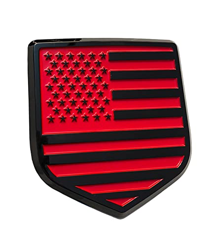 Image of American Flag Emblem Decal Badge Compatible with Dodge Ram 1500 /2500 /3500 (2009-2018, American Flag) (red)