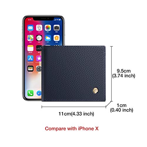 Image of LAORENTOU Men's Wallets Genuine Leather Mens Bifold Wallets with Zipper Coin Pocket Casual Men Purse Slim Wallet, 01 Dark Blue, One Size, Classic
