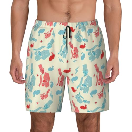Magician Rabbit Men's Quick Dry Swim Shorts Trunks, 2 in 1 Compression Liner Bathing Suit with Pockets