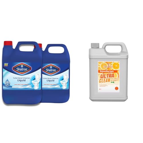 Image of Shatras Disinfectant Toilet Cleaner 5Liter (Pack of 2) | Removes Toughest Stains With Sparkling Sh | Shatras Dishwash Liquid Gel Orange Can Jar, long-lasting hygienic & refreshing, Leaves No Residue,