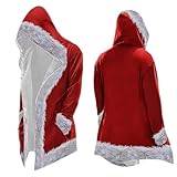 Rrongwn Weihnachten Santa Claus Umhang Mit Kapuze Rote Samt Weihnachtsmantel Cape Kleid Rotkäppchen Weihnachtsfrau Kostüm Party Kapuzenponcho