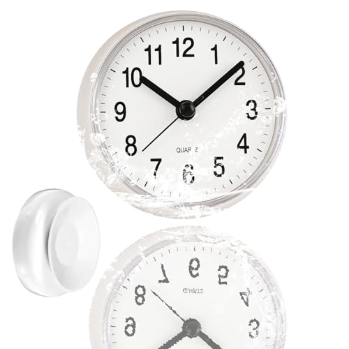 CBRPVT Bathroom Clock 7 Cm Mini Suction Cup Wall Clock Bathroom Clock Waterproof for Bathrooms Shower and Kitchen Easy Reading Time Management Tool Shower Clocks for Home and Hotel Use