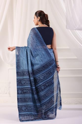 Image of TAMAIRA FASHION Mulmul Pure Cotton Saree For Woman Warli Printed|Office Wear Daily Wear Sarees For Women Without Blouse Piece(Available in 19 Colours)