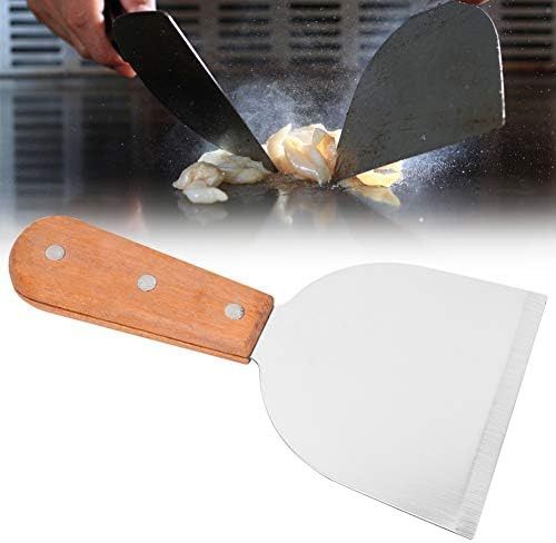 Stainless Steel BBQ Spatula,Wooden Handle Cake Shovel Pie Steak Pizza Fried Shovel Grill Scraper,Teppaniyaki Spatulas,for Barbecues,Parties,Families