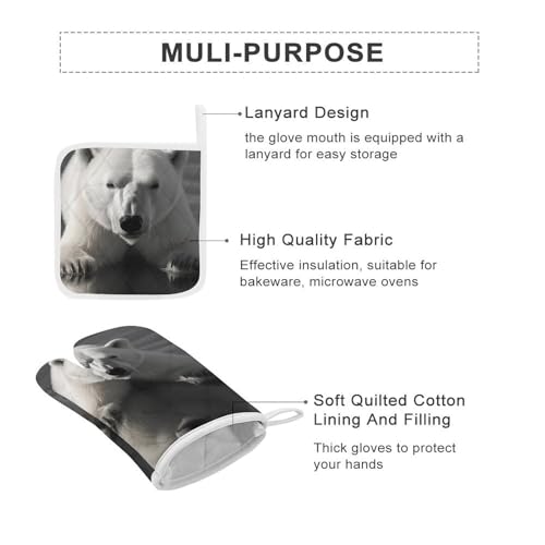 Lot de 4 maniques ours polaire antidérapantes et imperméables pour cuisine