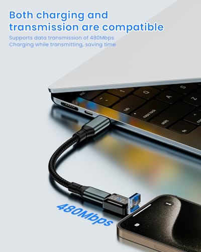 Image of ZORBES USB Adapter for iPhone, USB A /Light-ning to Type C Adapter 2 in 1 Light-ning to Type C Adapter for iPhone 1413 /12 /11, iPad Air, Support Support Data Transfer & Max 35W Fast Charging