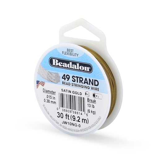 Beadalon 49 Strand Stainless Steel Beading Wire, Satin Gold - .015in/0.38mm