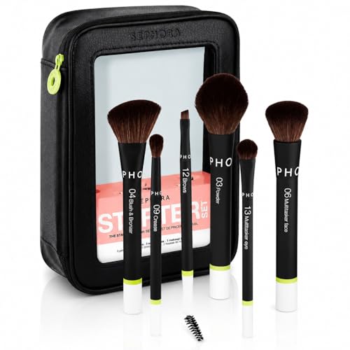 Sephora Favorites The Starter Brush Set - 3 Face Brushes - 3 Eye Brushes and 1 Makeup Bag