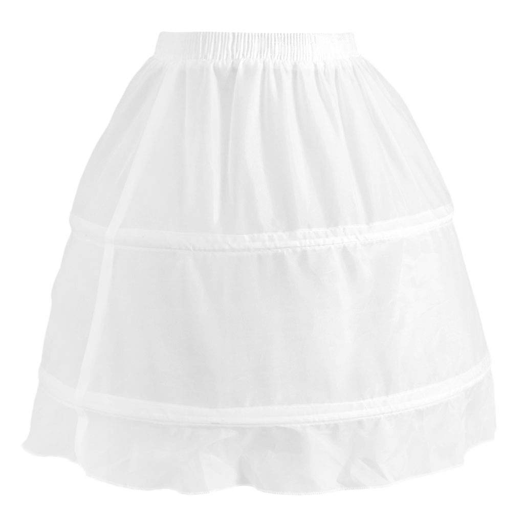 CALANDIS Girl Crinoline 2 Hoop A-Line Petticoat Under Skirt Dress Accessory Short White for Kids Woman-picture-23