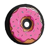 Cafetime Spare Tire Cover Pink Donut Wheel Tire Cover Universal Fit for Trailer RV SUV Truck Camper Travel Wheel Protectors Covers 17 Inch with Backup Camera Hole