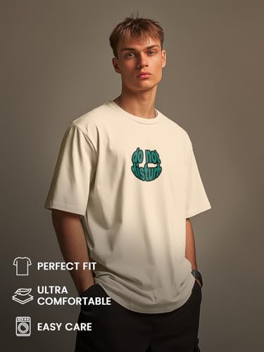 Image of Nobero Men's Oversized Graphic T-Shirt for Men | Soft Cotton | Drop Shoulder Relaxed Fit | Printed Casual Tshirt for Men