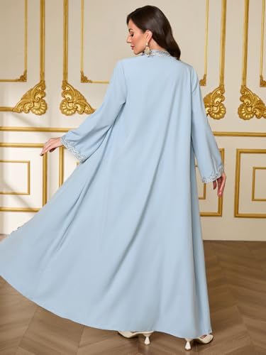 Elegant Muslim Dress with Embroidered Traditional Islamic Attire Maxi Robe Eid Prayer Gown - Image 4