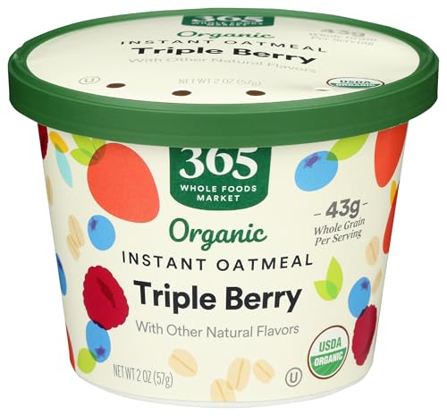 365 by Whole Foods Market, Oatmeal Triple Berry Instant Organic Single, 2 Ounce (Pack of 2) image 4