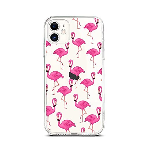 JICUIKE for iPhone 12 Mini Mobile Phone case, Cute Flamingo Pattern, Ultra-Thin Transparent Flamingo Pattern Back Cover, Suitable for 5.4-inch iPhone 12 Mini Mobile Phone case [Flamingo]â€¦