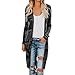 Produktbild GOKOMO Strickjacke Mantel Damen Tarnmuster Lange ärmel Schnitt Jacke Camouflage Langarm Parka Oberbekleidung(Schwarz,XXXXX-Large)