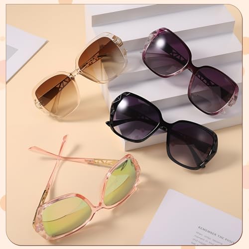 Image of DragonflyDreams Women Large Sunglasses, UV 400 Glasses | Oversized Classic Trend Ladies Sunglasses Sparkling Large Frame