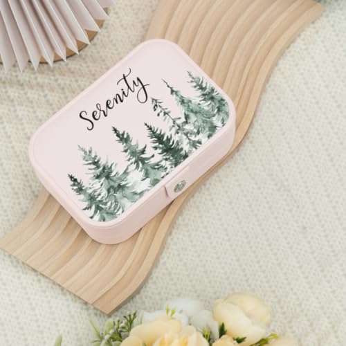 Image of PRIMIT Personalized Jewelry Box for Women & Girls - Travel Jewelry Organizer with Custom Name & Floral Design, Bridesmaid, Wedding, Anniversary (Pink)