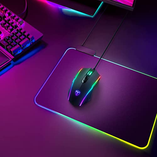 RGB Gaming Maus, ergonomische PC Maus mit Kabel, Chrom RGB Hintergrundbeleuchtung, 8000 DPI einstellbar, 8 programmierbare Tasten, Feuertaste, optische Computer Maus Gamer für Windows Mac (Schwarz) - Image 8