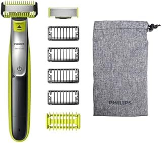 Philips OneBlade Original Hybrid do twarzy i ciała, elektryczny trymer do brody, golarka i maszynka do ciała, z 2 ostrzami, 4 nasadkami do zarostu (1, 2, 3, 5 mm), 1 zestaw do ciała, model QP2630/30